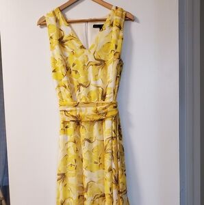 NWT WHBM Yellow Floral Midi Sleeveless Dress